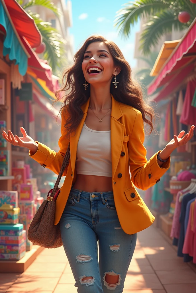Excited woman shopping