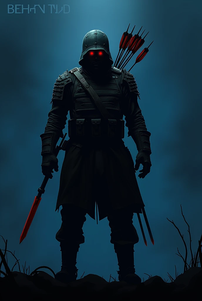 You need an avatar for a YouTube channel. Let there be DARK BLUE COLORS and a soldier carrying arrows and weapons in the background. The word BEHRUZ TDM should be bold in the middle. The picture must be serious
