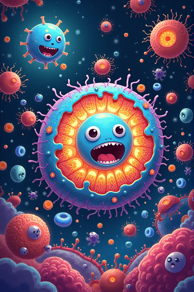 Cover for a comic about cellular biology titled: The Feast of Organelles