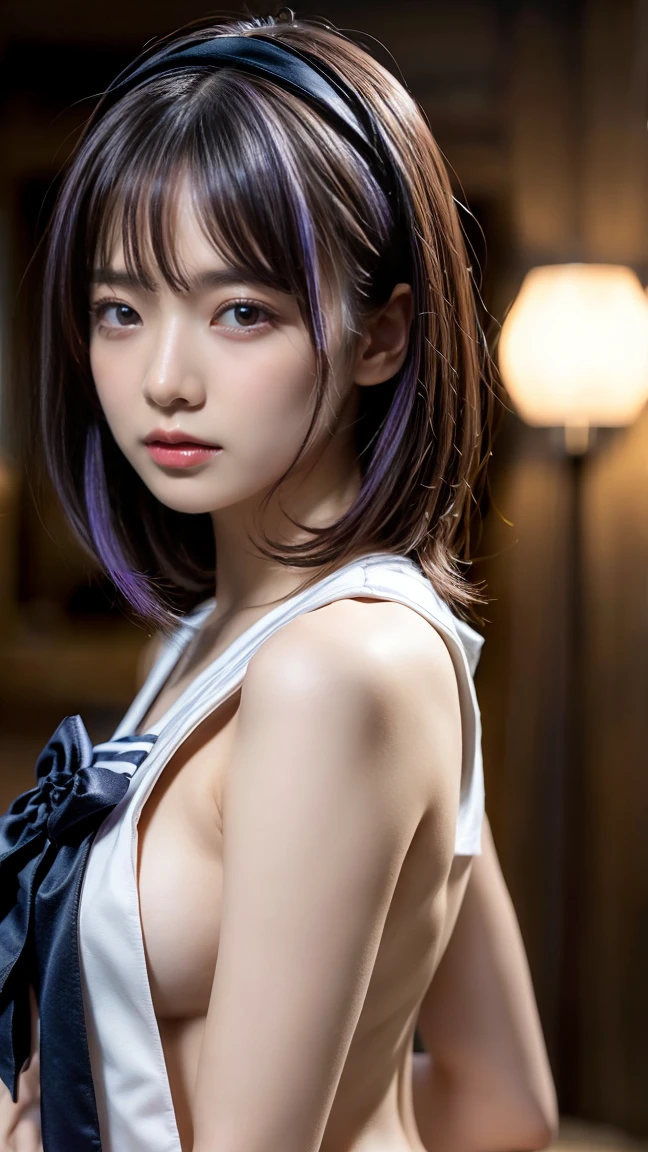 nude、naked、Sailor Saturn,sad,Purple Hair, tiara, Sailor Warrior Uniforms, Tied to the Cross Highly detailed CG Unity 8K wallpaper、Highest quality、Very detailed、masterpiece、Realistic、Photorealistic、Very detailedかわいい、