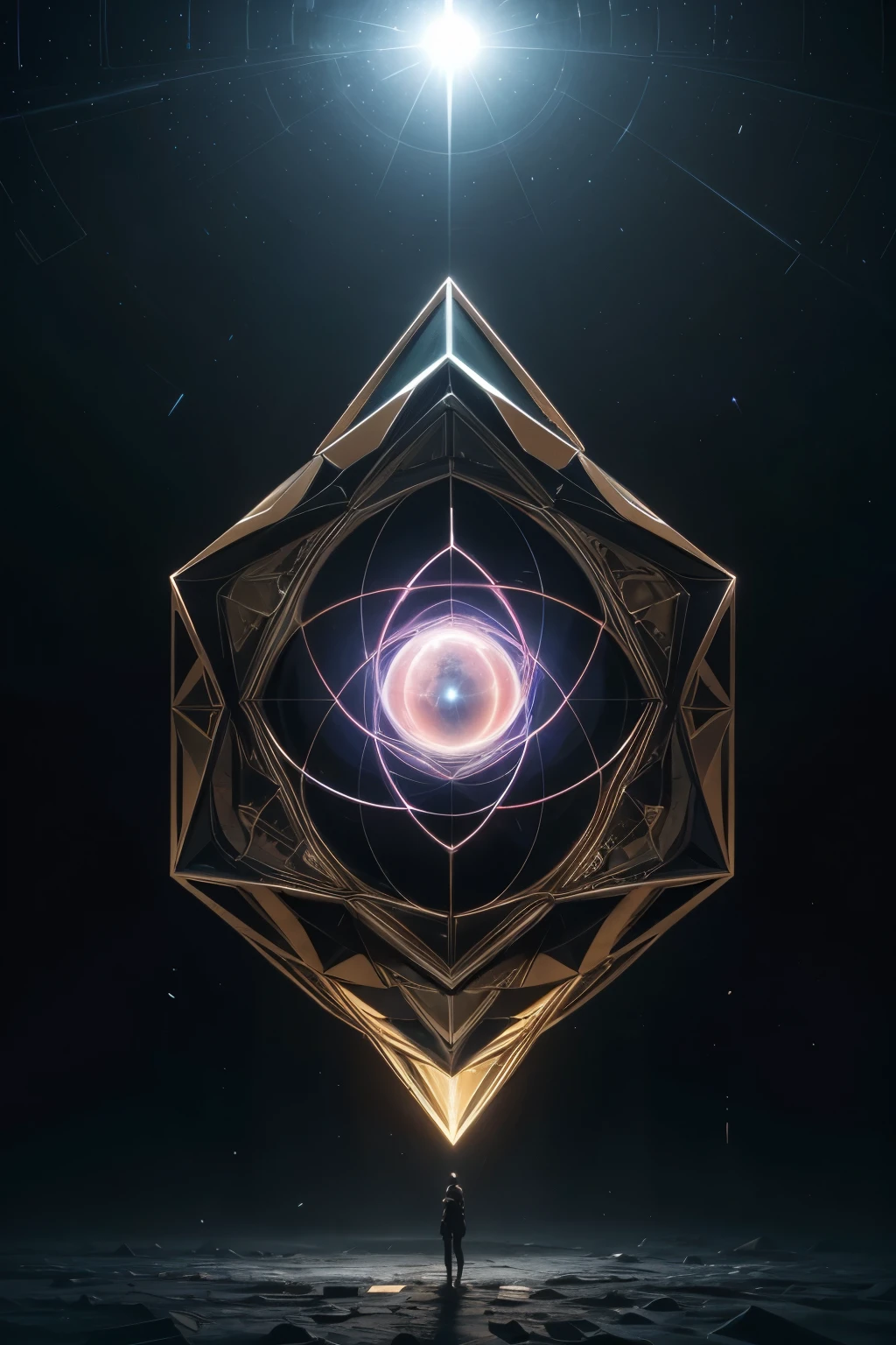 8k quality , best resolution,realismos , code of the universe ,fibonacci code ,symbol sacred geometry, sacred geometry cube shape futuristic aliens, toxic cybernetic a psychedelic atmosphere ,Realistic vector art style, arte do Adobe Illustrator, hd vector art, Abstract painting in the style of suprematism, Mirror splash, Post-avant-garde,(Malevich :1, 5), cubism,architects,(renderifeaturingação em 3d, traced:1,5), cubism, sphere, ass egg, Divided sphere, Visual deception,(DeepL),mœbius, lufeaturinges fracas, smoky city, from front view, shiny color,neon glow, Decoration, The golden ratio, perfect composition, fractalism, polygonal mesh, superdetalifeaturingação, high definition, Poster 8k, (windswept dust, debris: 1.1), haze volumétrico, haze, Raio traced, featuring, Transmissão de lufeaturing brilhante de baixo, (tmasterpiece) (best qualityer) (circunstanciado) (8k) (cinemac lighting) (sharp focus) (An Intricate)