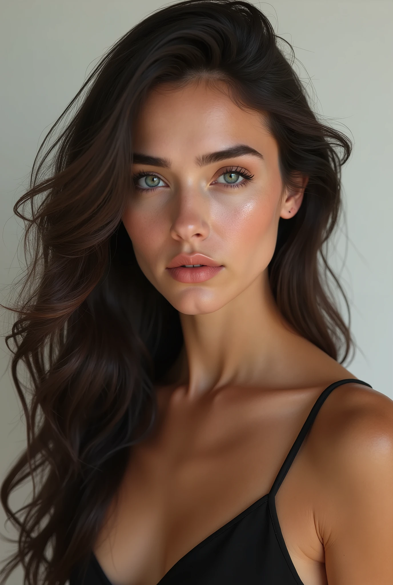 (photoréalisme:1.2) Describe a young woman aged 18, with a strong personality and possessing the following physical characteristics : long hair and beautiful physique. De plus, She is of French origin. Describe her appearance in detail.
