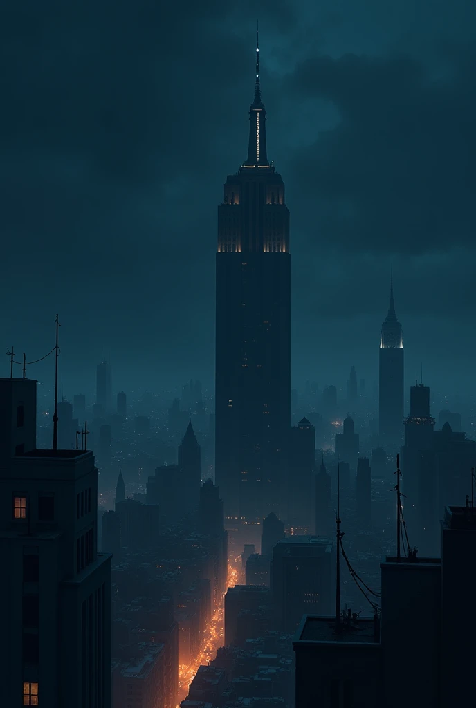 Create an image of city line in landscape, make it dark blue