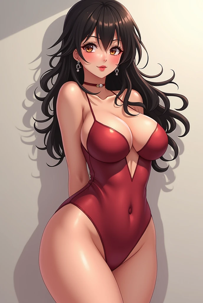 Create an anime character with big breasts and very sexy and provocative curves