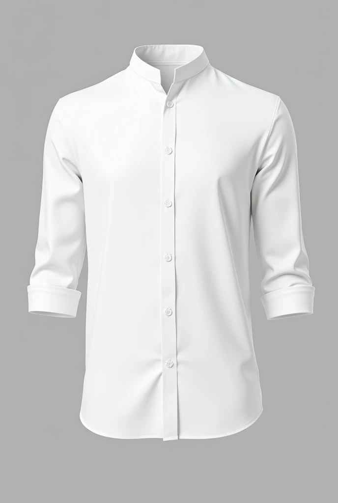 A white men's shirt with a Neru-style collar with buttons that close at the neck., three quarter sleeve 3d model