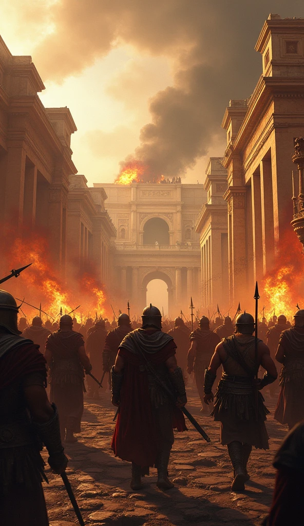 The city was invaded by barbarian armies, rioting and burning Roman buildings.