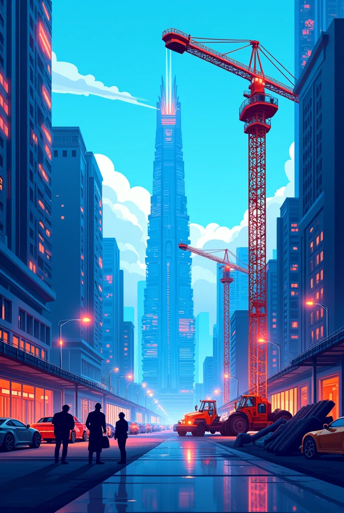 Blue city illustration construction vector image