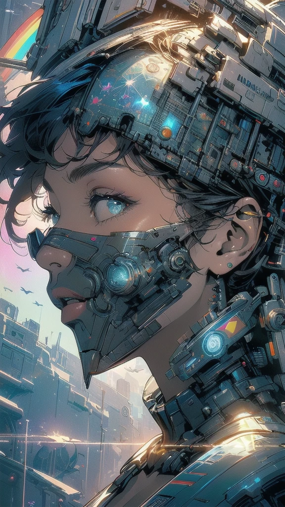 (((masterpiece, highest quality))),(((solo:1.2))),(((1girl:1.2))),32k wallpaper, very detailed, poster, vintage science fiction,(((((geometric cinematic movie poster))))), ((((bauhaus)))),(((abstract))),((((mid century modern)))),(((((portfolio))))),(((((Close-up))))),(((((bust up))))),((((more various angle)))),(((highlight))),(((complete. detailed face))),(((Extremely talented))),(((most complecated machine))),(((Overall colorfully))),((((((Absolutely simple background)))))),(((((detailed futuristic machine))))),(((Cleavage))),(((marvel super heroes))),(((rainbow color scheme)))
