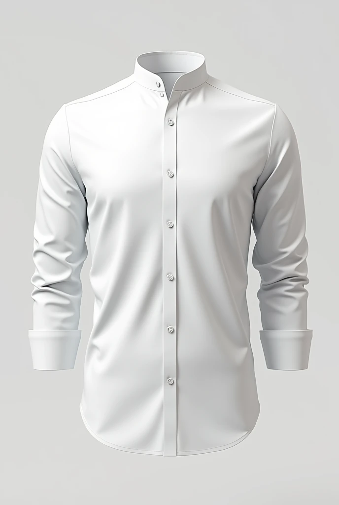 A white men's shirt with a Neru-style collar with snap-on buttons all the way to the collar., three quarter sleeve 3d model