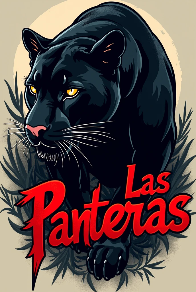 I created a panther logo with the words Las panteras in red tones.