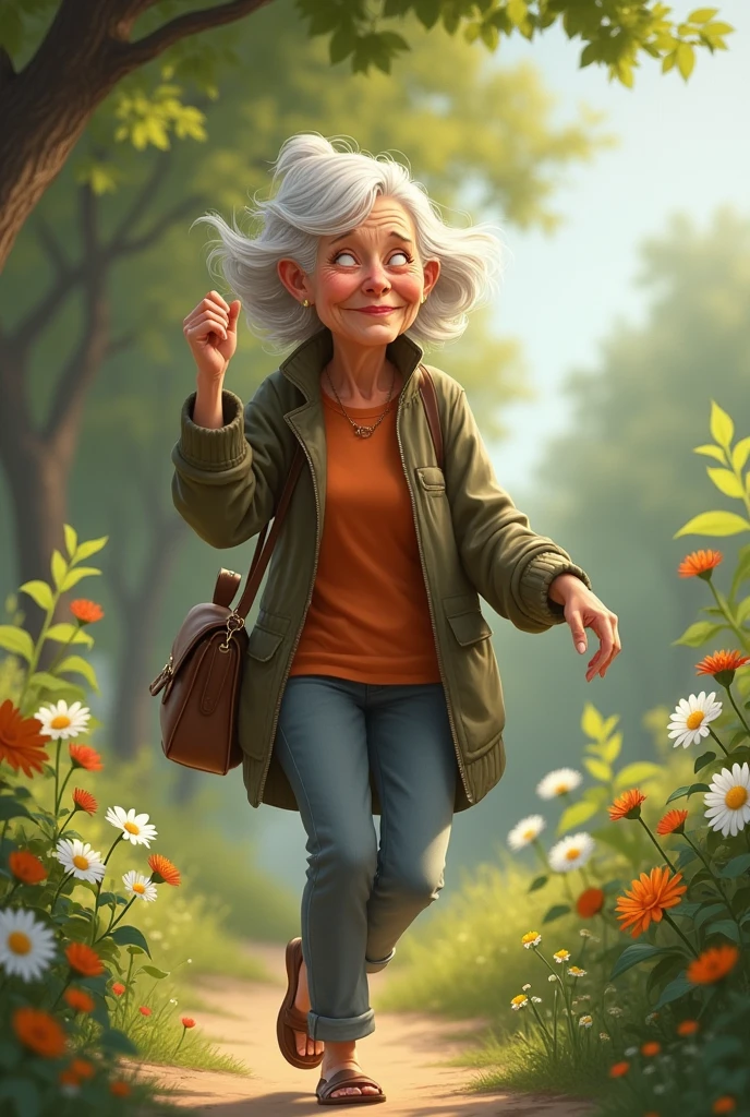old woman playing hooky