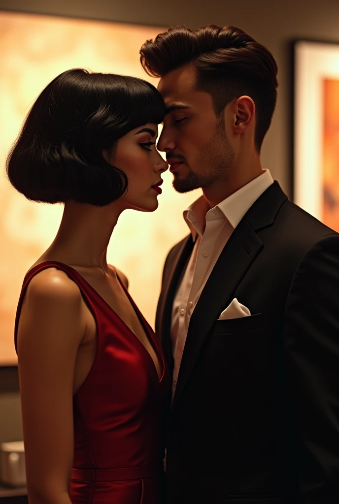 Create a couple, of a beautiful and very short hair with a look like Velma