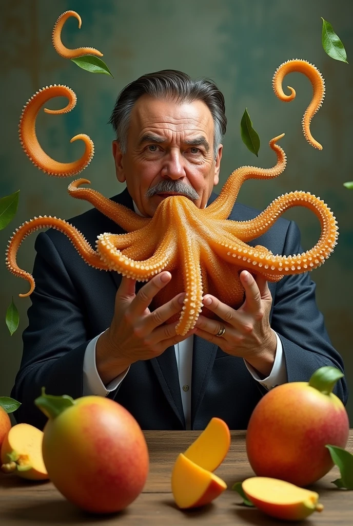 bolsonaro and caramel squid sucking on mango
