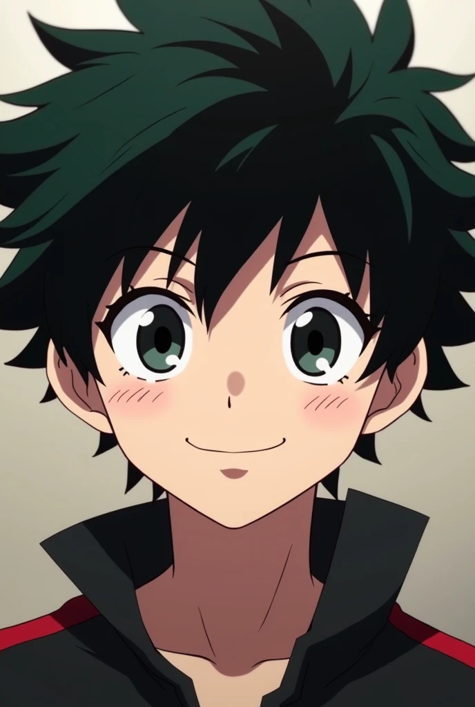 Screenshot Boku no hero academia, cute boy, , black hair with a red streak, black eyes, Looking towards the camera 