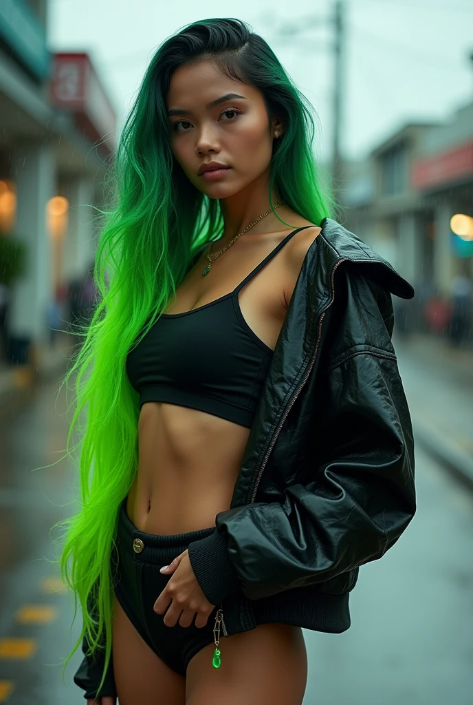 Full body,whole person,hiper realistic, different angles,ETHNICITY: Latino,GENDER: female, AGE: 27 years old, HEIGHT: , two meters, FULL BODY TYPE: triangular, FACE TYPE: rectangular, HAIR COLOR: black, EYE COLOR: eyes green, SKIN COLOR: WHITE, HAIR HAIRSTYLE: long hair, TIPO DE CALÇADO: social