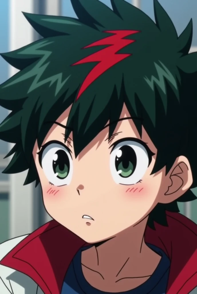 Screenshot Boku no hero academia, cute boy, , black hair with a red streak, black eyes