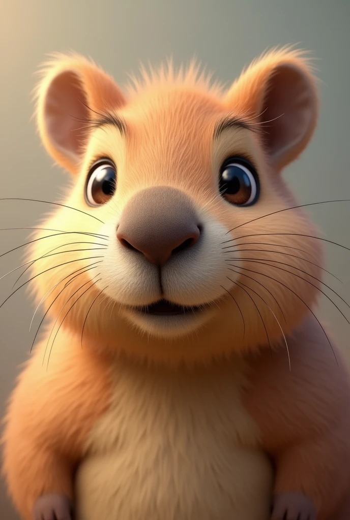 Cute mustachioed capybara head without teeth