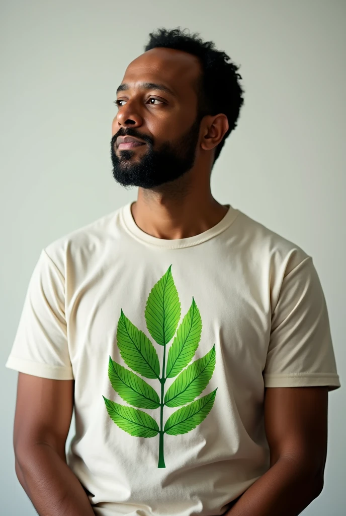 Ethiopian present abeye ahemede wearing tesfalem moringa t-shirt