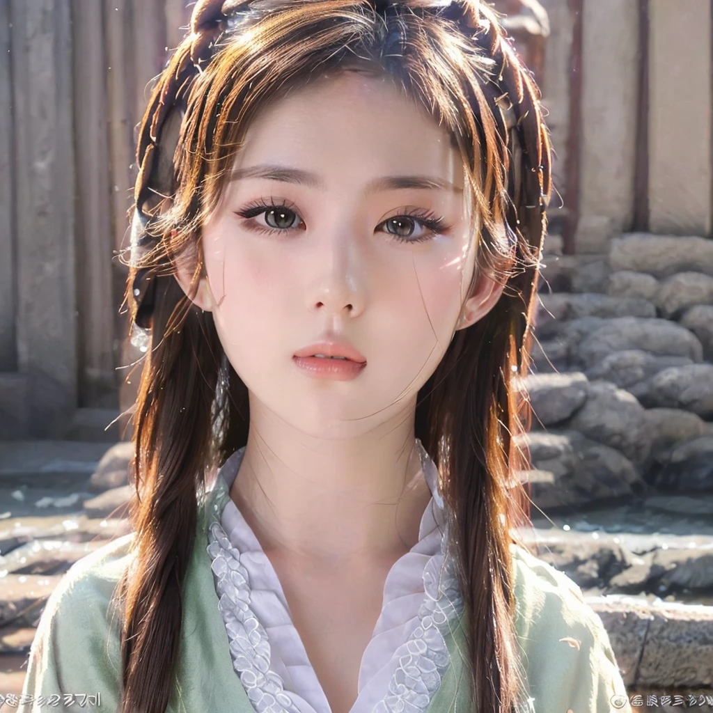 a beautiful young girl, 1girl, highly detailed face, beautiful detailed eyes, beautiful detailed lips, extremely detailed eyes and face, long eyelashes, elegant, peaceful expression, flowing long hair, delicate features, soft skin, natural lighting, intricate details, fantasy art, cinematic lighting, glowing skin, ethereal, magical, 8k, highly detailed, photorealistic, masterpiece