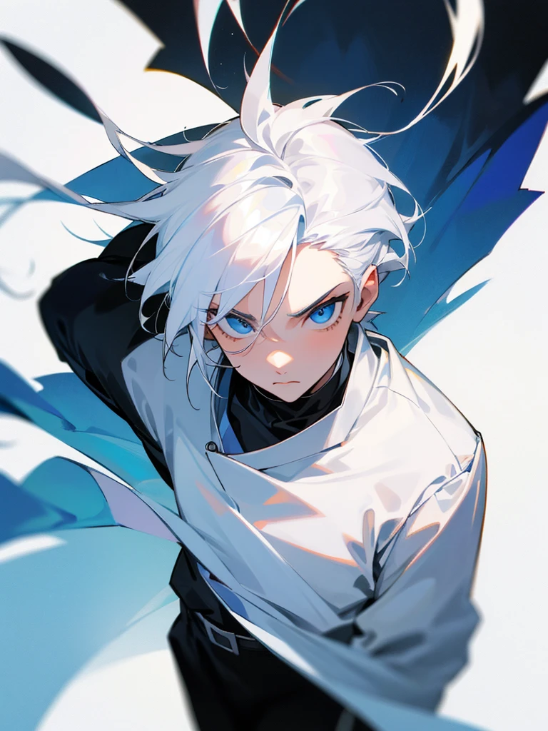 An extremely powerful boy with white hair 