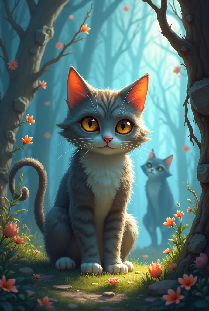 In the Kingdom of the Enchanted Felines, Everything seemed peaceful until a sinister shadow loomed over the horizon.. A neighboring kingdom, known as the Kingdom of the Zombie Cats, was under the rule of an evil cat named Tristan. With his grey fur, brown and pastel yellow, Tristan had been accumulating power and wanted to expand his dominion throughout the world., even at the cost of ending the Kingdom of the Enchanted Felines.
