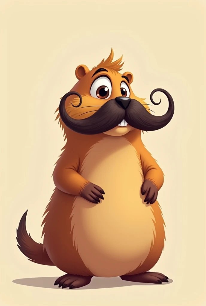 A capybara wearing a cartoon mustache
