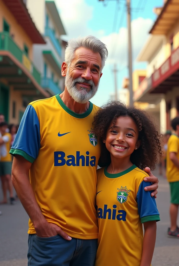 Father and daughter wearing Bahia team shirt