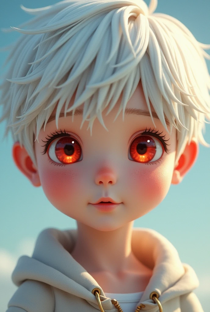 (masterpiece:1.2, best quality), (finely detailed beautiful eyes: 1.2), ((1boy)), (red eyes:1.4), (finely detailed eyes and detailed face:1.3), ((boy with short white hair)), (beautiful and clear background:1.2), (extremely detailed ), from front, 10 second video