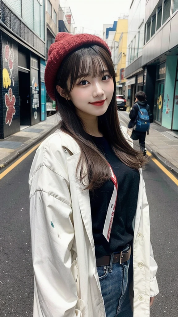 blue eyes、smile、smile、smile、(Highest quality), (Realistic, photo-Realistic:1.3), (masterpiece:1.3), CG, Unity, 8k, wonderful, In detail, Very detailed, High resolution, Absurd(32hair,High resolution,Attention to detail,High resolution,high density,One person々々in,In addition:1.3),(Realisticな人々々々,Live Action,fine grain,High resolutionの目,beautiful目,Eyes that look alive,beautiful濃い緑い目,Fishing eyes,Detailed lips,Translucent white skin,細部まinリアルな顔:1.3),(Japanese Ido,hairorean Idols,Japanese々々model,hairorean models,hairorean hair-Pop Female Idols:1.2)
, (1 person), One personin, cute, Sexy Body,young, (Looking at the audience), (Mouth closed:1.2),(Center of chest), Abstract, Very delicate and beautiful, Very detailed, beautifulディテール, Best Shadow, Very detailed eyes and face, 美しく細部まinこだわった鼻, 手作業in細部まin美しく仕上げた, beautiful, delicate and shiny lips:0.8, (Glowing skin for face and body), ((Oily body skin)), ((Dramatic Light)), The depth of deep writing, Sharp focus, Stunningly beautiful girl portrait, soft, delicate, beautiful and attractive face with captivating yellow eyes, Nice small breasts, Sharp eyeliner, 魅惑的なsmile, 口を開けてcute牙を出した, , Lips parted, Applejack Hat, Oversized Pop Art Jacket, スリムなウエストと開いたcuteおへそ, Denim Jeans Pants with Buckle Belt, (Dirty painted body:1.05), (Holding a spray can:1.1), (Graffiti mural background:1.15), (Crossword standing on a narrow street:1.2), (Highest quality, Amazing details:1.4), masterpiece, bloom, 絵のようにbeautiful, brightly colored paintings