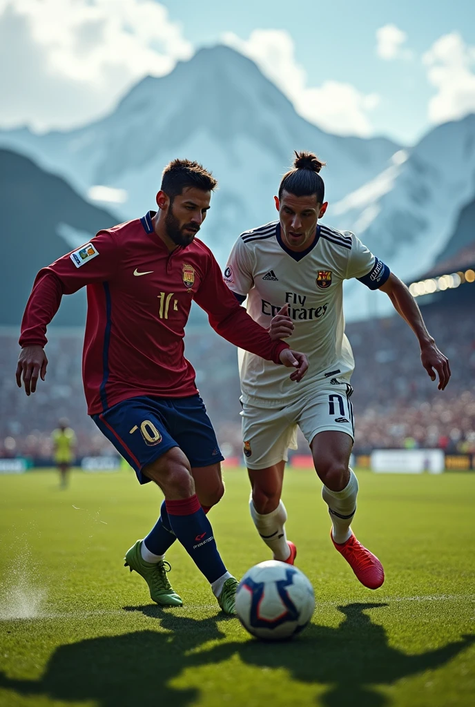 Cristiano Ronaldo playing with Messi in a match in the north