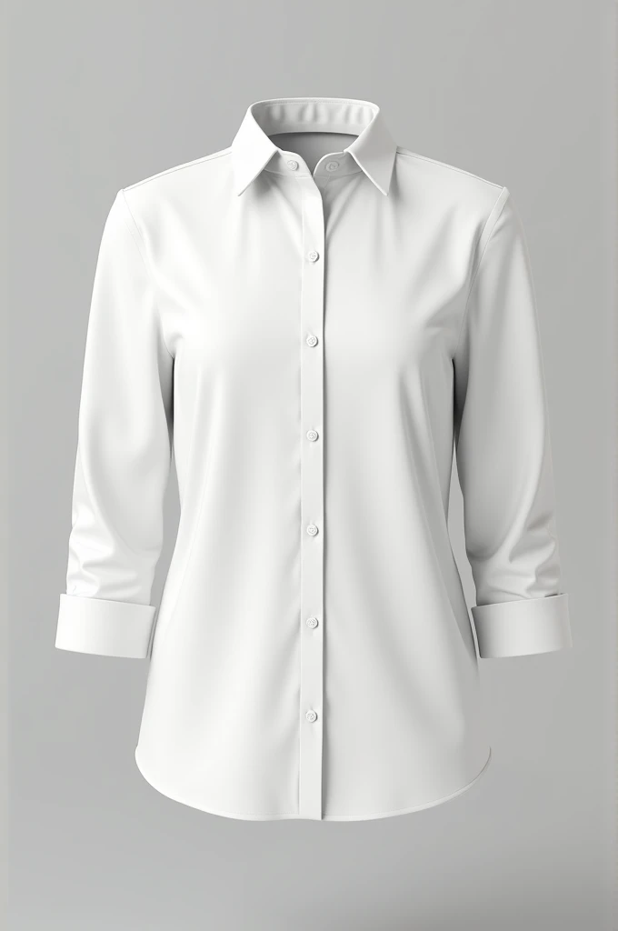 White shirt sleeve, three quarters with snap buttons in 3D model