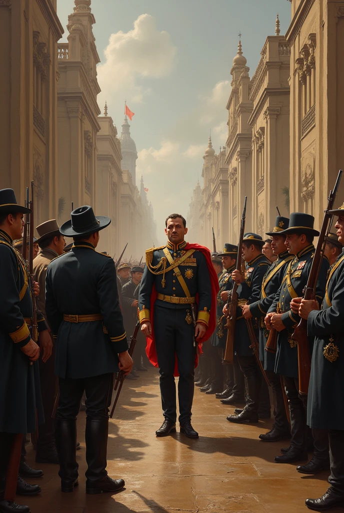 Make me an image of August of Intirbide being banished from the country of Mexico