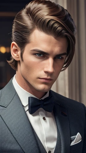 An Abendroth man with stylish hair, focus on the character's face