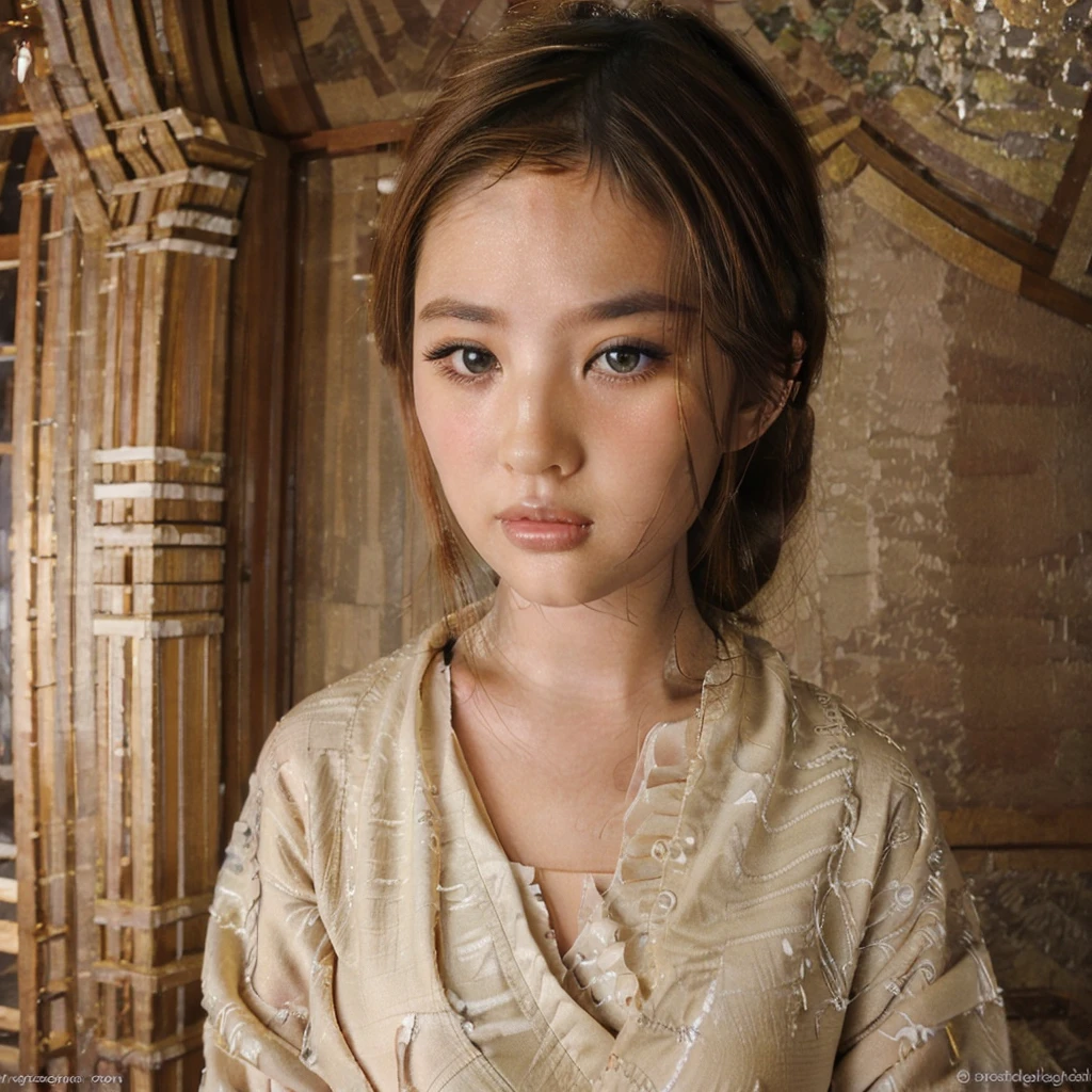 a beautiful young girl, 1girl, highly detailed face, beautiful detailed eyes, beautiful detailed lips, extremely detailed eyes and face, long eyelashes, elegant, peaceful expression, flowing long hair, delicate features, soft skin, natural lighting, intricate details, fantasy art, cinematic lighting, glowing skin, ethereal, magical, 8k, highly detailed, photorealistic, masterpiece, big breasts