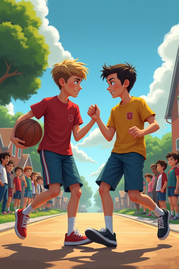 In the small town of Riverton, two boys, Jake and Alex, were notorious rivals. They were always competing, from sports and academics to social circles.