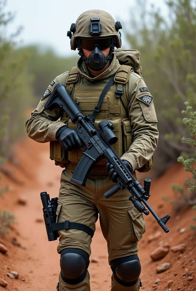 A Brazilian soldier specialized in rural caatinga PMBA uniform camouflage marpat digital arad rifle Tactical Uniform - Camouflage Woodland Marpat - Ripstop