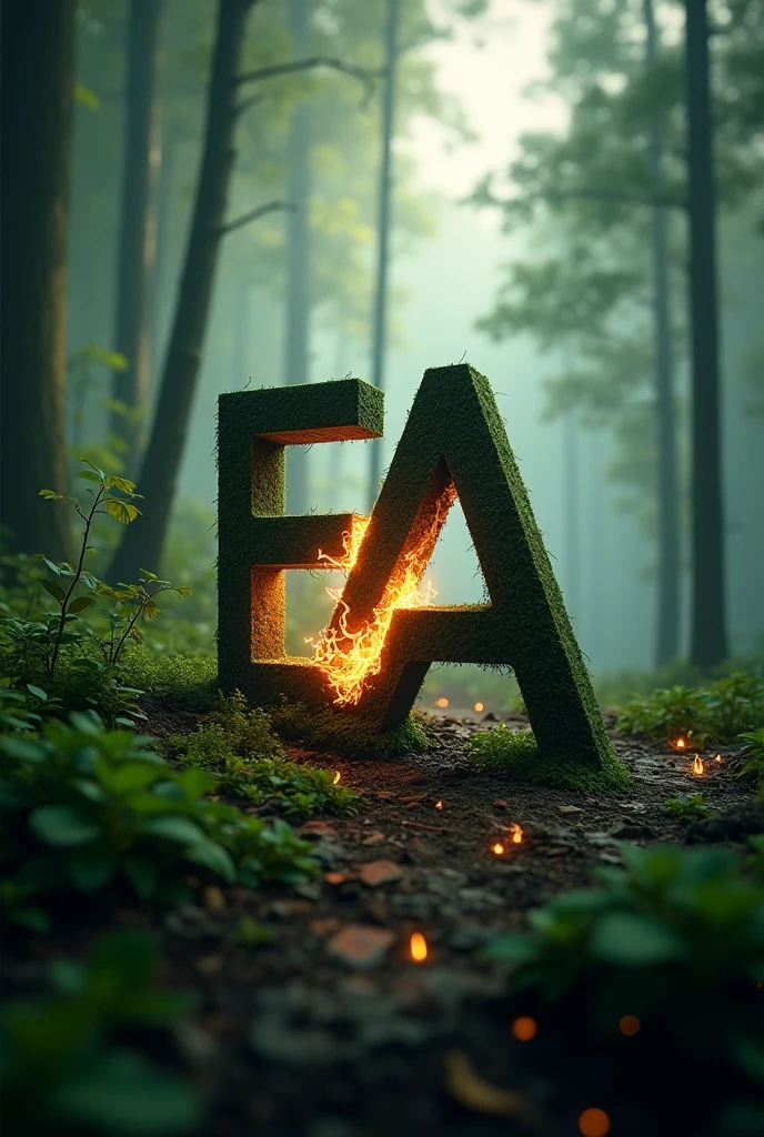 a company logo with the following initials letters E and A in relation to forest fires