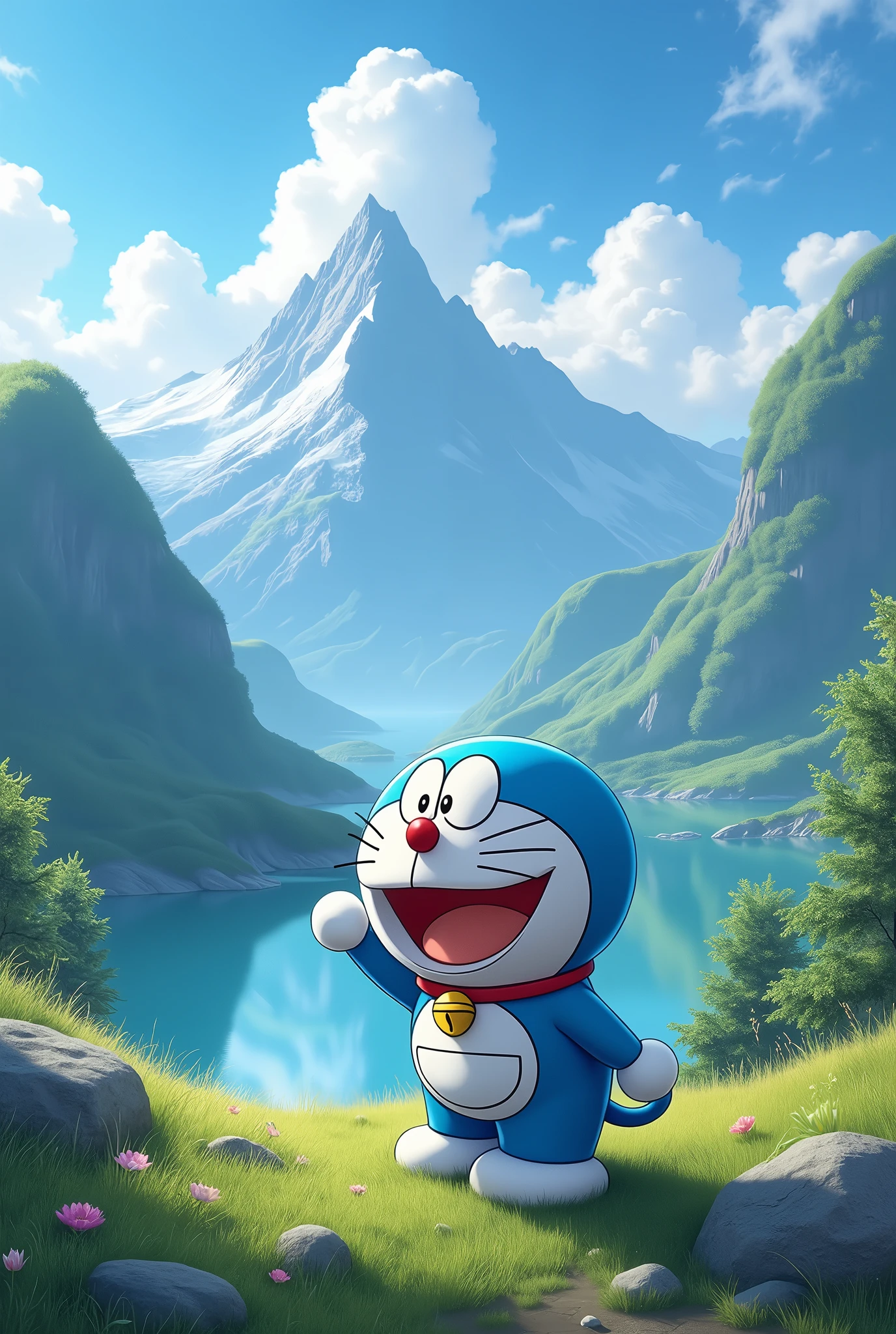 doraemon with background amazing. landscape 9:16