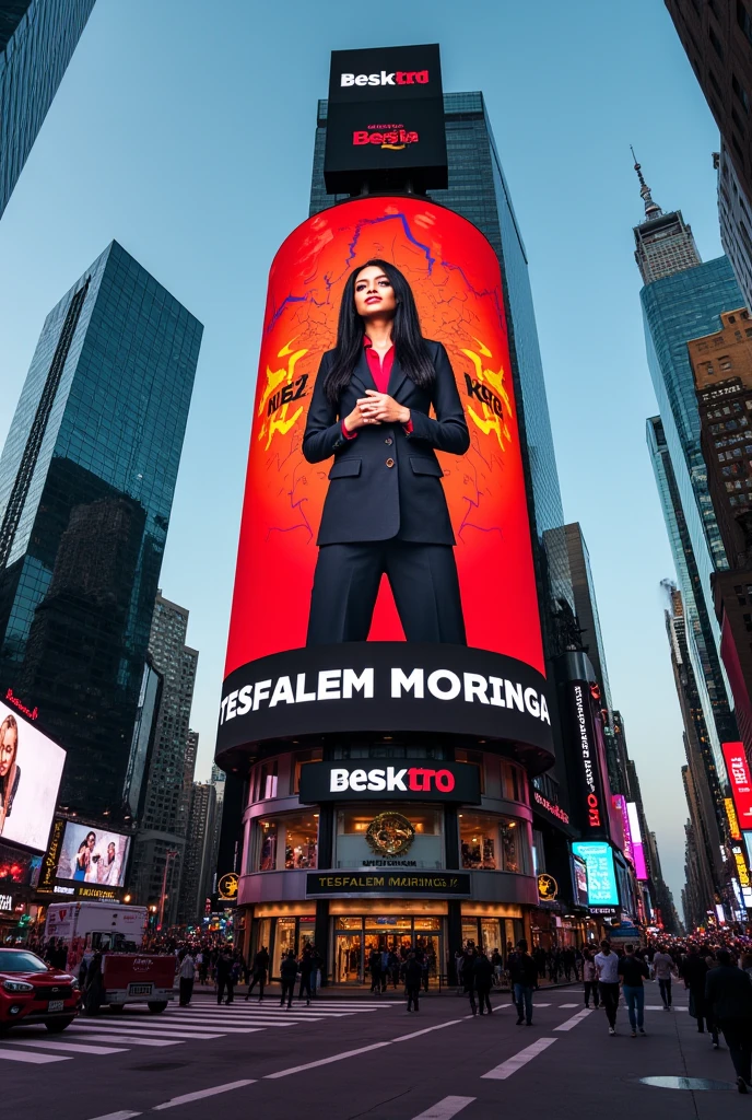 Big advertising pictures in the city with tesfalem moringa in it