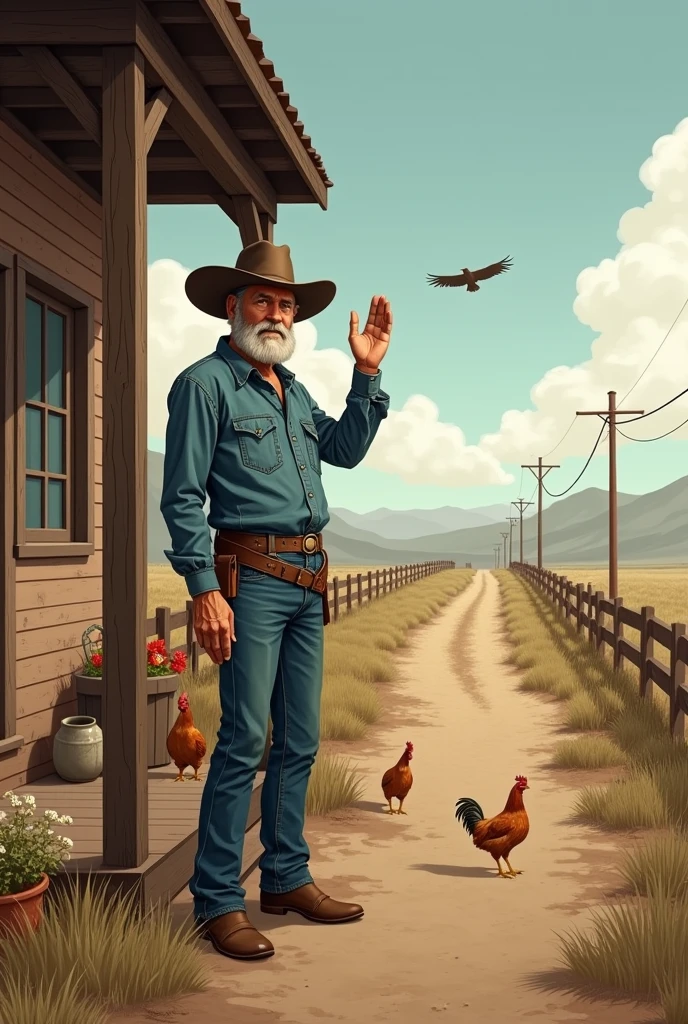 (Character from a western) Billy the neighbor who befriends the protagonist, He is a nice guy, He lives alone because he is divorced,He is about 2