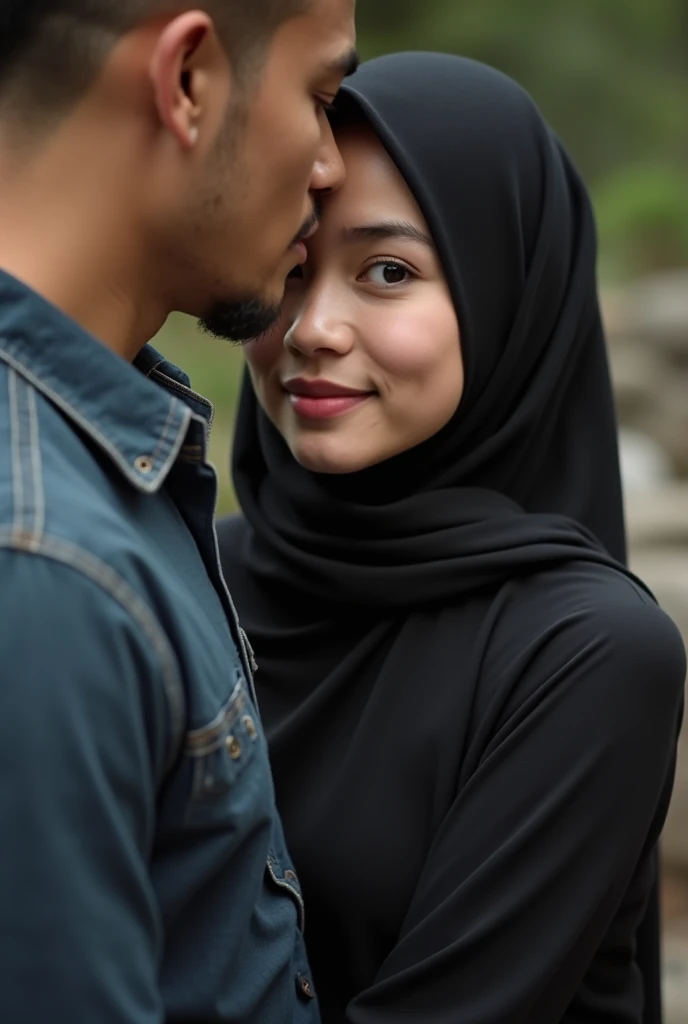 An asian hijab girl fucked by a huge cock of an asian man