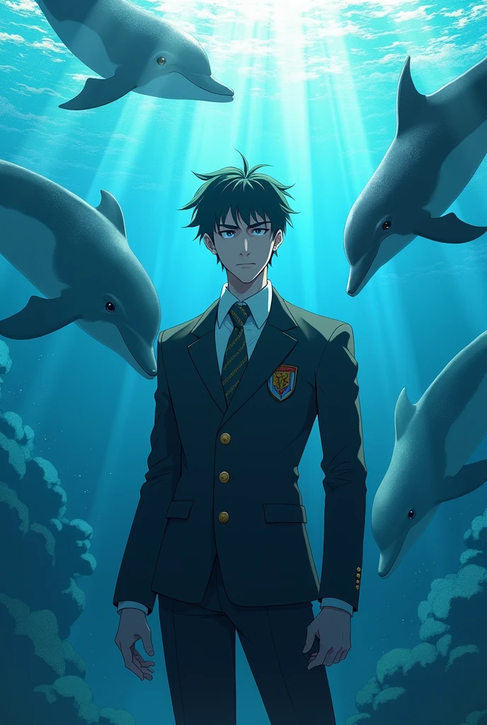 jotaro with some dolphins