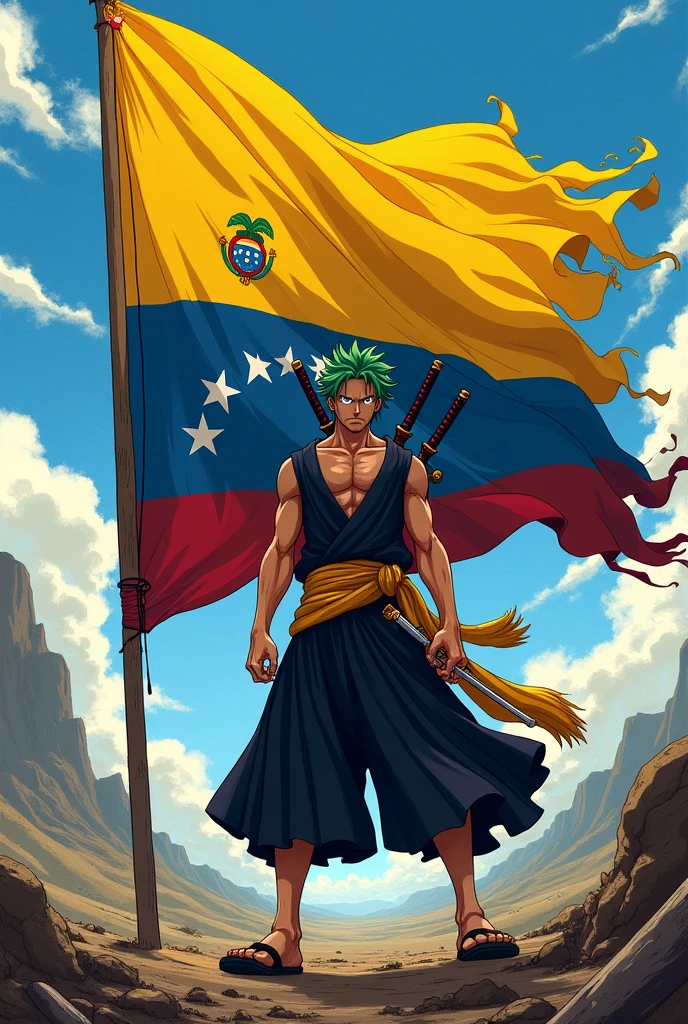 Roronoa Zoro loading the flag of Venezuela