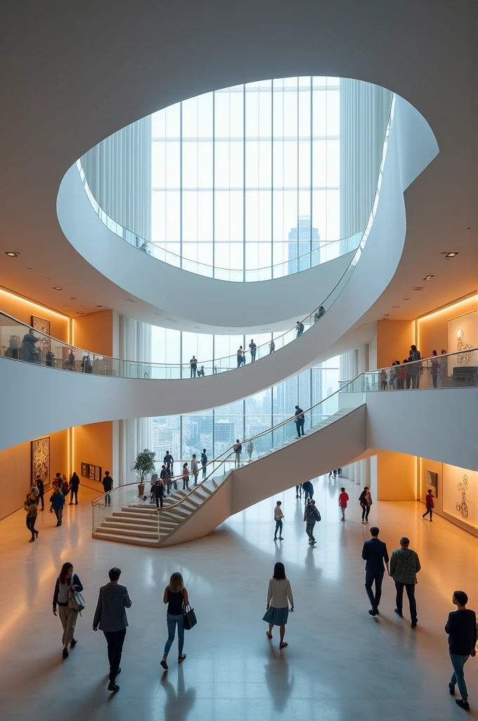 ramps in a two-story museum