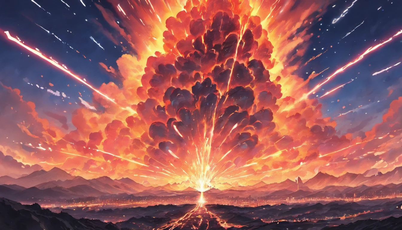 Volcanic eruption with blue lightning