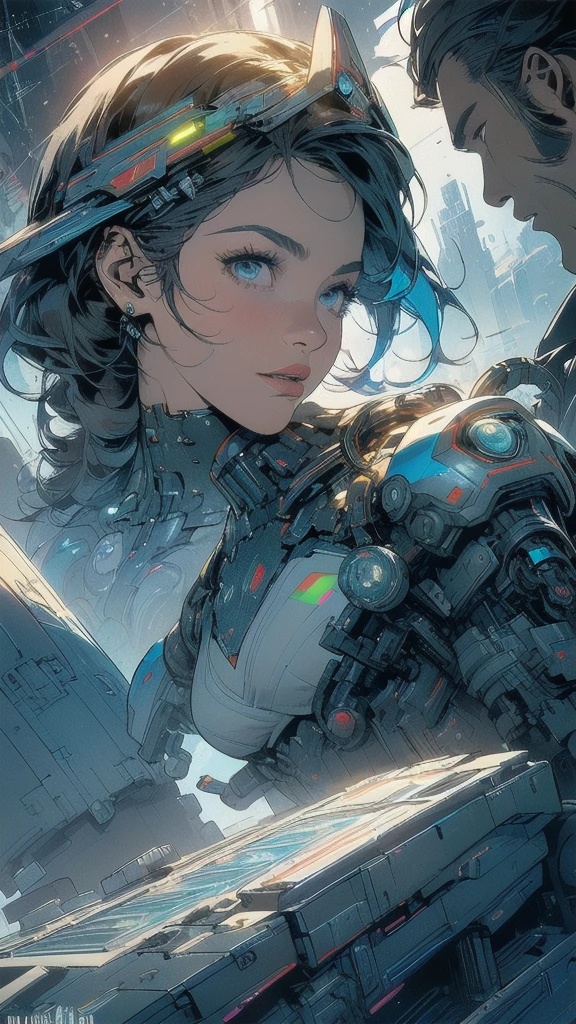 (((masterpiece, highest quality))),(((solo:1.2))),(((1girl:1.2))),32k wallpaper, very detailed, poster, vintage science fiction,(((((geometric cinematic movie poster))))), ((((bauhaus)))),(((abstract))),((((mid century modern)))),(((((portfolio))))),(((((Close-up))))),(((((bust up))))),((((more various angle)))),(((highlight))),(((complete. detailed face))),(((Extremely talented))),(((most complecated machine))),(((Overall colorfully))),((((((Absolutely simple background)))))),(((((detailed futuristic machine))))),(((Cleavage))),(((marvel super heroes))),(((rainbow color scheme)))