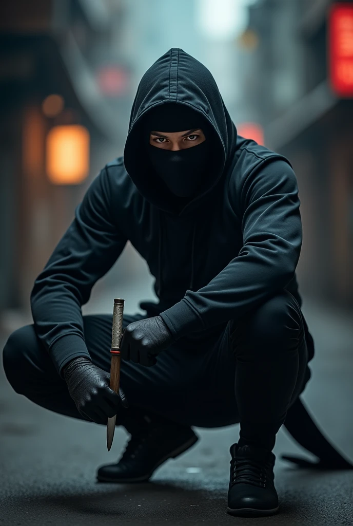 Man with ninja mask