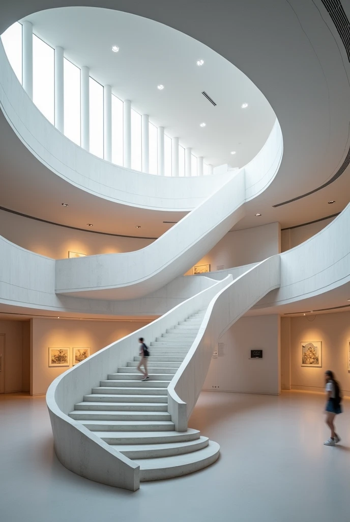 zigzag ramps in a two-story museum