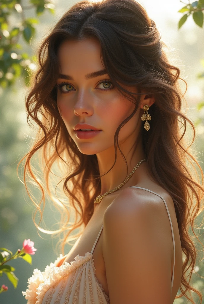 Create a beautiful, full-bodied woman who is more beautiful and beautiful