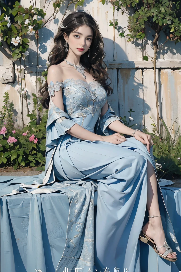 Masterpiece, Best quality, (Photorealistic:1.4), full bodyesbian, (dress:1.1)(evening formal robes:1.1)(Wisps 1.1)(Embroidered seedling edge Q1.1) view over city, Cinematic light, Beautiful woman,Fan Bingbing's face,32years old, ((From any direction)), sport, Large breasts, Black hair,Chinese face, rim, Detailed dress,Detailed styling